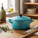 Mini Cocotte Cerâmica Azul Caribe 250ml 10cm Le Creuset